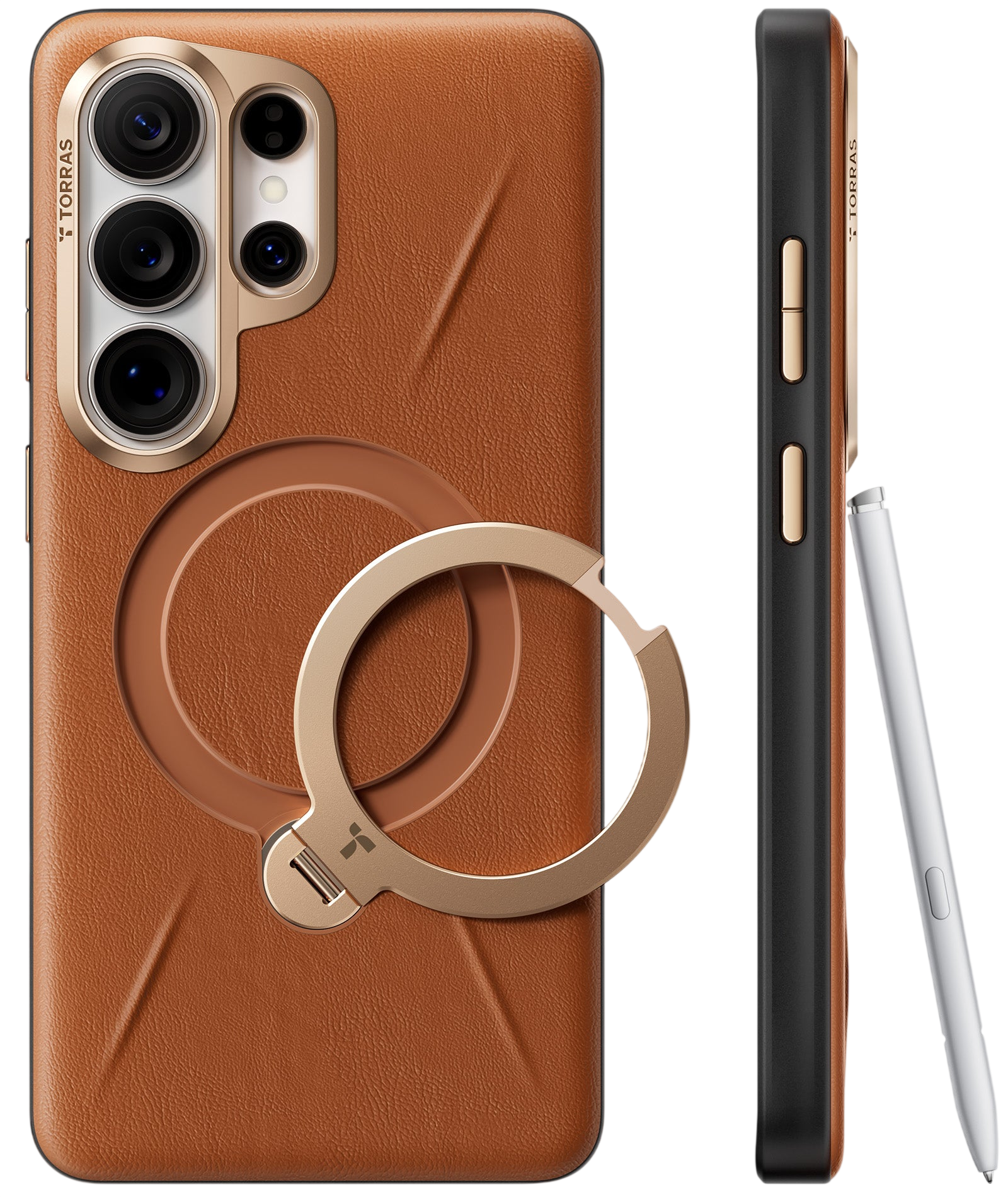 TORRAS Ostand Spin VegSkin for Samsung Galaxy S26 Ultra - Amber Brown