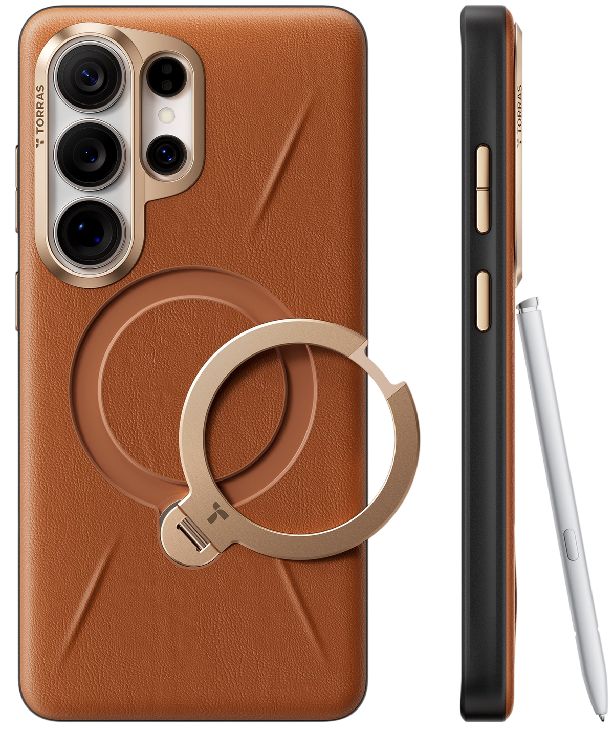 TORRAS Ostand Spin VegSkin for Samsung Galaxy S26 Ultra - Amber Brown #color_amber-brown