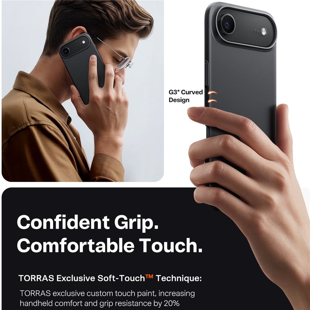 حافظة TORRAS SlimFit MagSafe سوداء لهاتف iPhone 17 Pro Max / 17 Pro / Air / 17