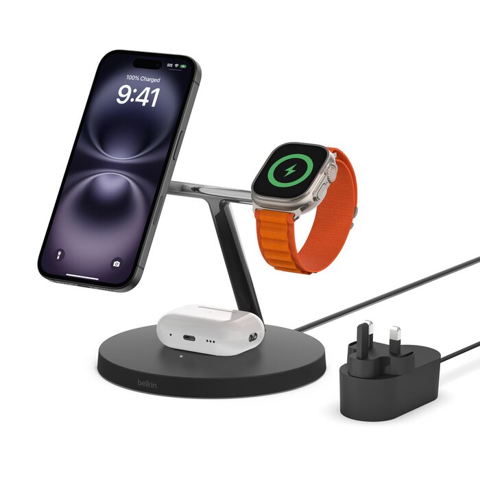 Belkin BoostCharge Pro 3-in-1 Wireless Charger with Official MagSafe Charging 15W