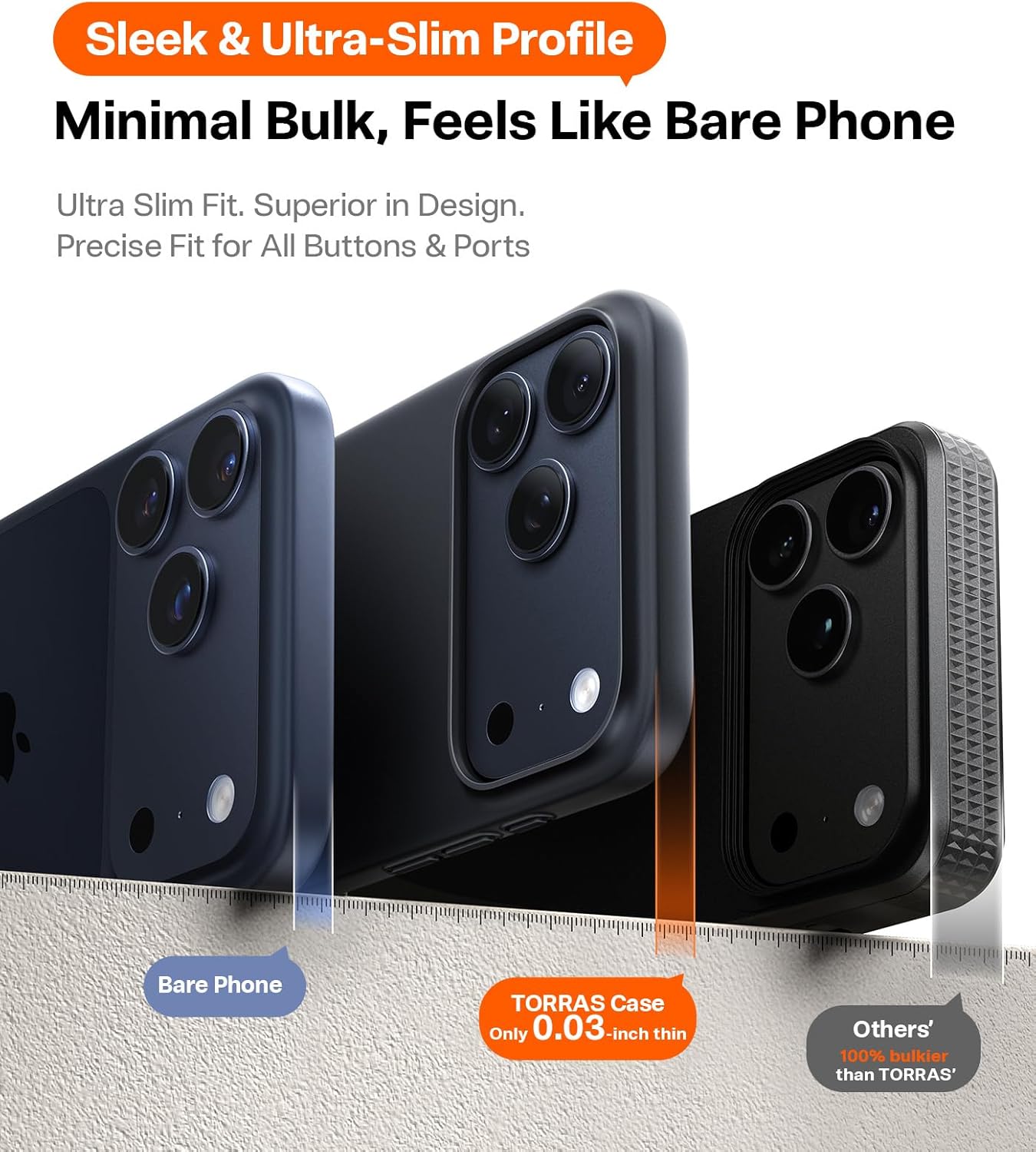 حافظة TORRAS SlimFit MagSafe سوداء لهاتف iPhone 17 Pro Max / 17 Pro / Air / 17