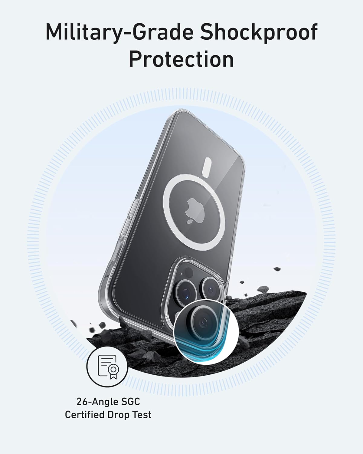 حافظة Anker لـ iPhone 16 Pro من السلسلة الكلاسيكية، شفافة