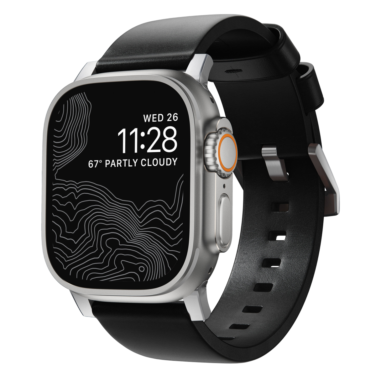 Nomad Modern Leather Band for Apple Watch Ultra 3 / 2 / 1 - 49mm - Black