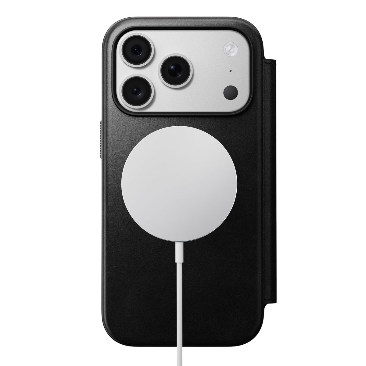 Nomad Modern Leather Folio Case for iPhone 18 Pro - Black (Horween), view 3 #color_black-horween