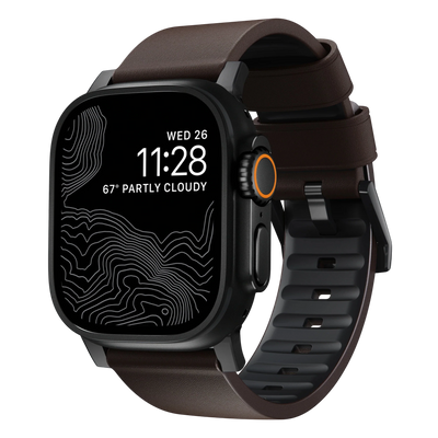 Nomad Active Band Pro Leather Band for Apple Watch 49mm / 46mm / 45mm - Rustic Brown #color_rustic-brown
