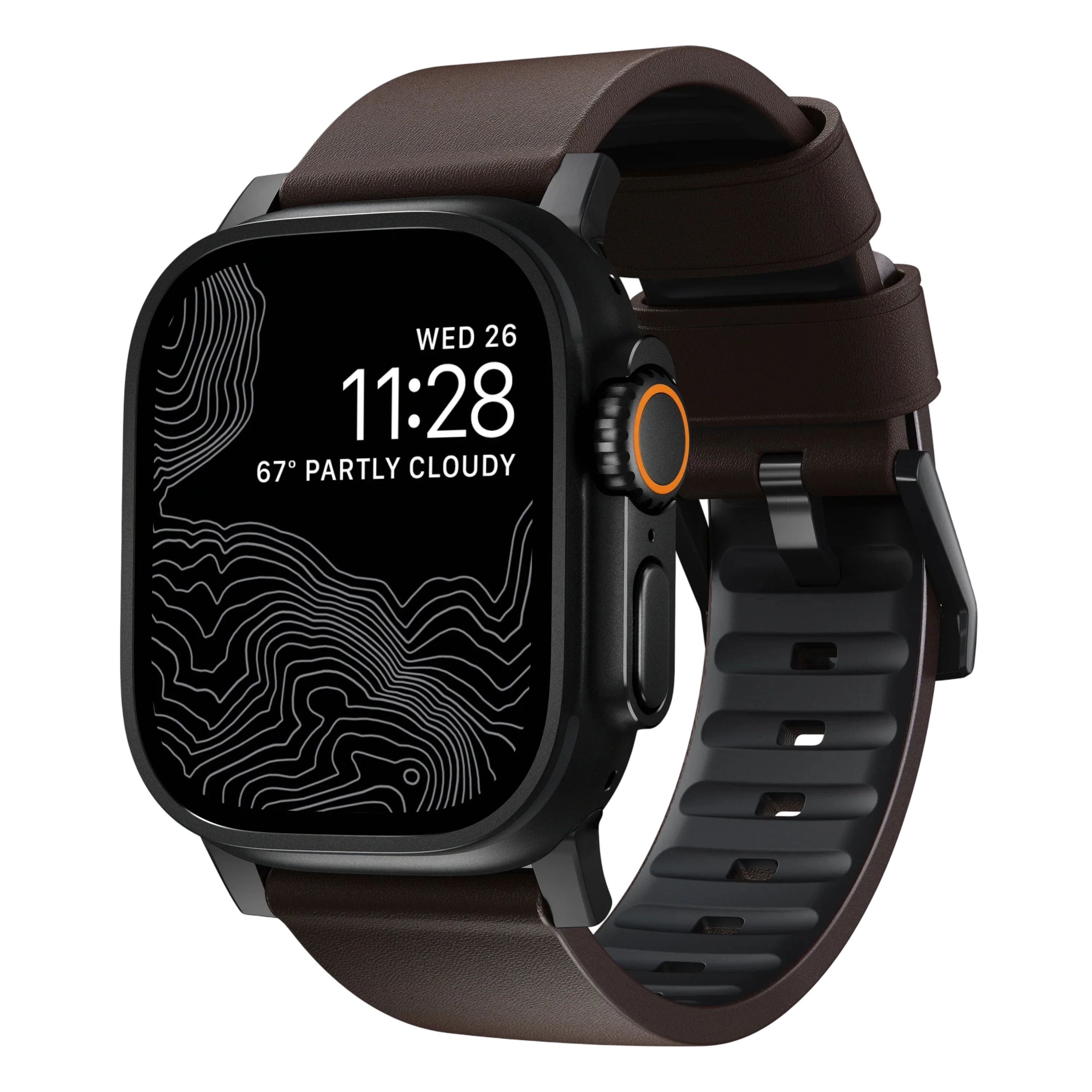 Nomad Active Band Pro Leather Band for Apple Watch 49mm / 46mm / 45mm - Rustic Brown #color_rustic-brown