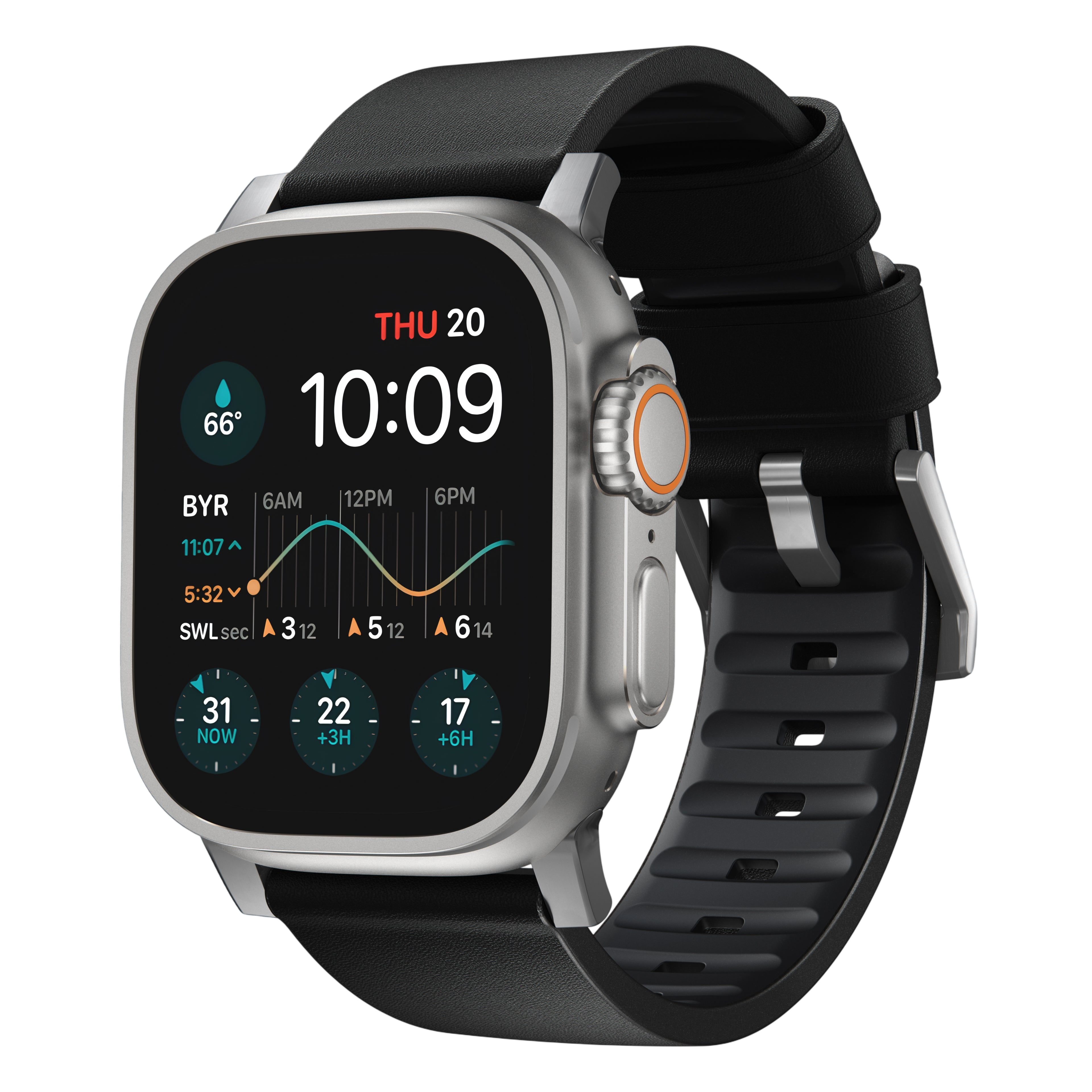 Nomad Active Band Pro Leather Band for Apple Watch 49mm / 46mm / 45mm - Black