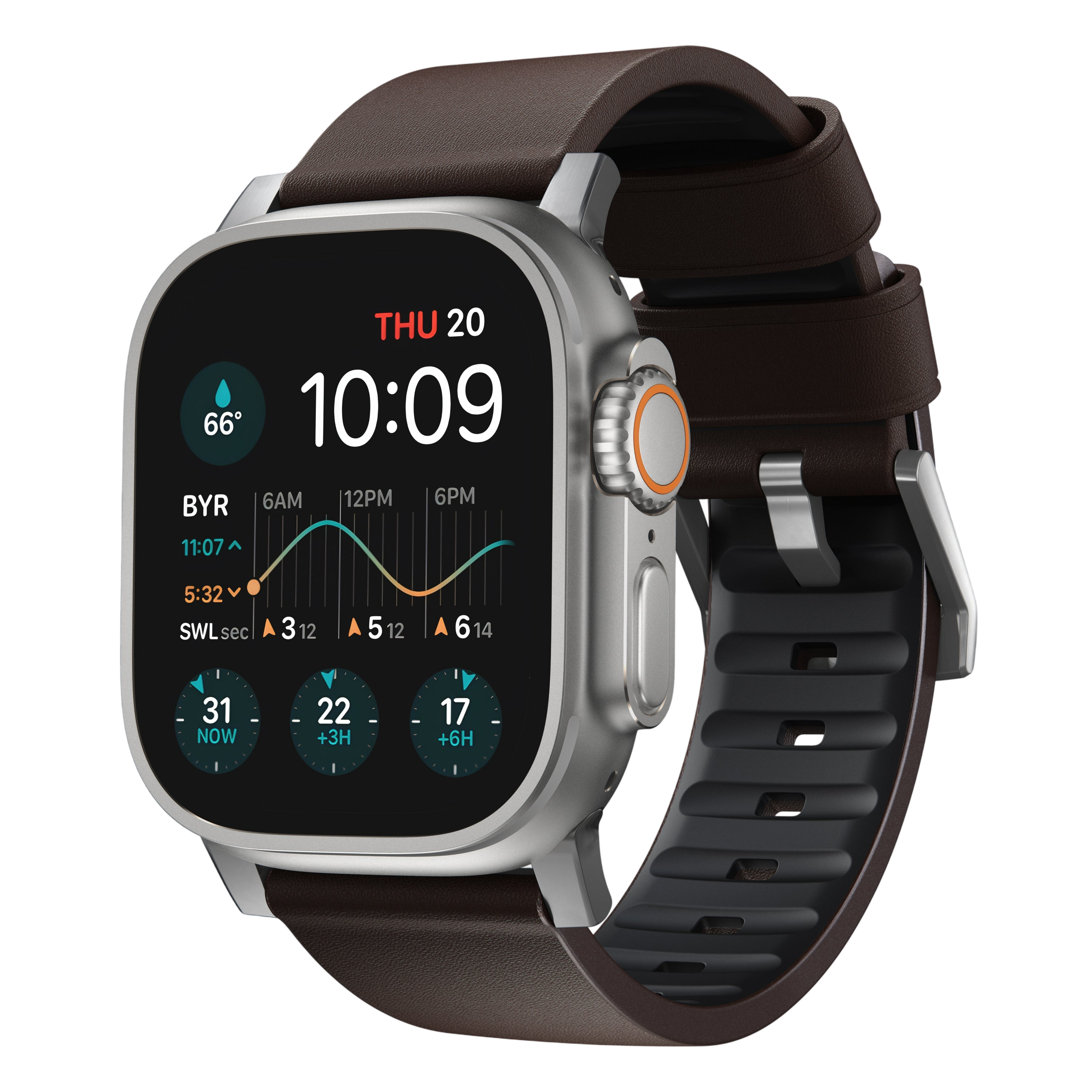 Nomad Active Band Pro Leather Band for Apple Watch 49mm / 46mm / 45mm - Rustic Brown