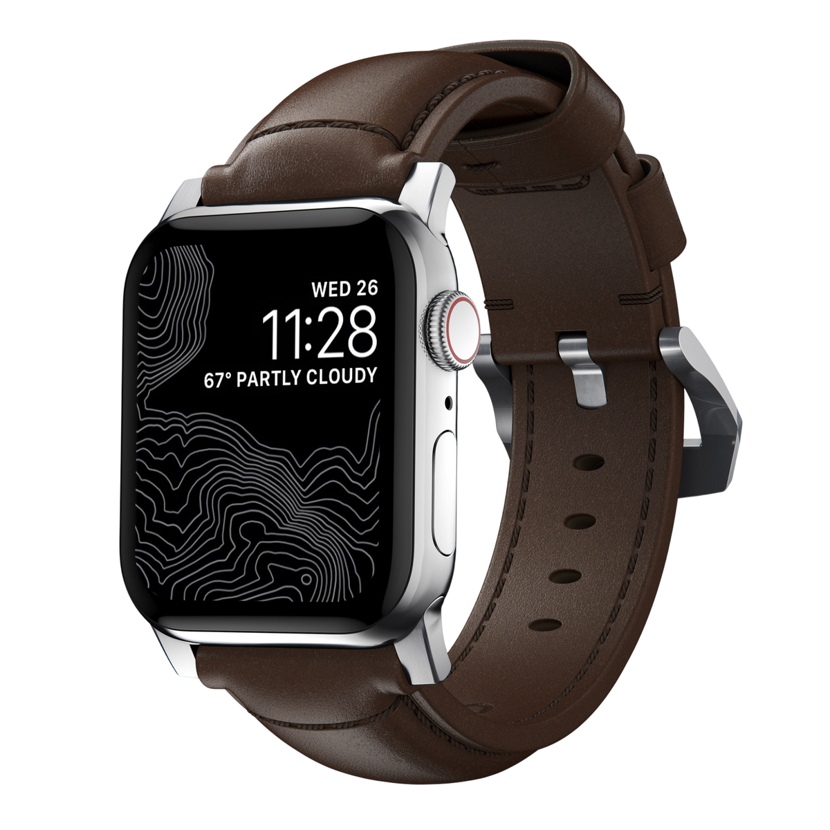 Nomad Traditional Leather Band for Apple Watch 49mm / 46mm / 45mm - Silver Hardware