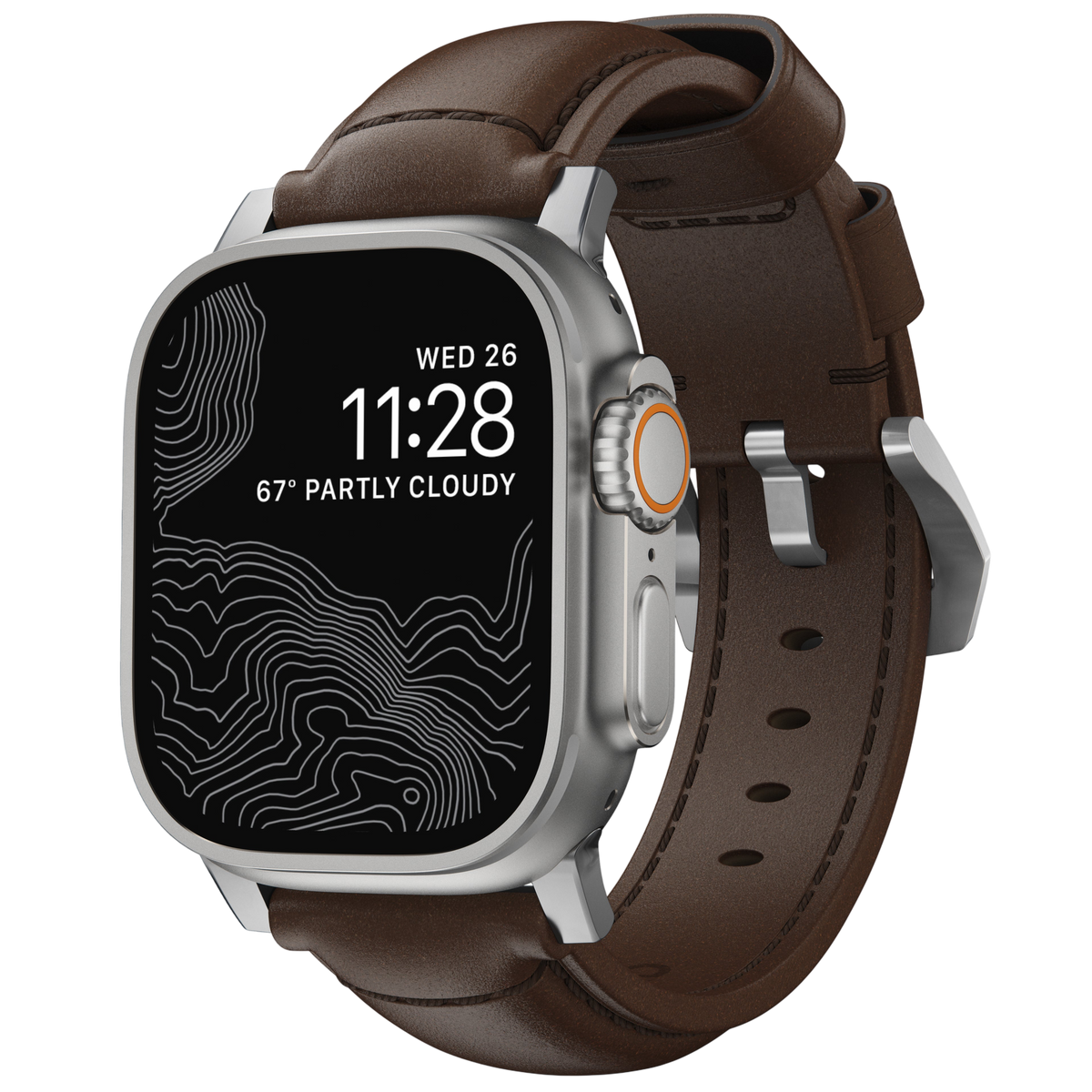 Nomad Traditional Leather Band for Apple Watch 49mm / 46mm / 45mm - Silver Hardware