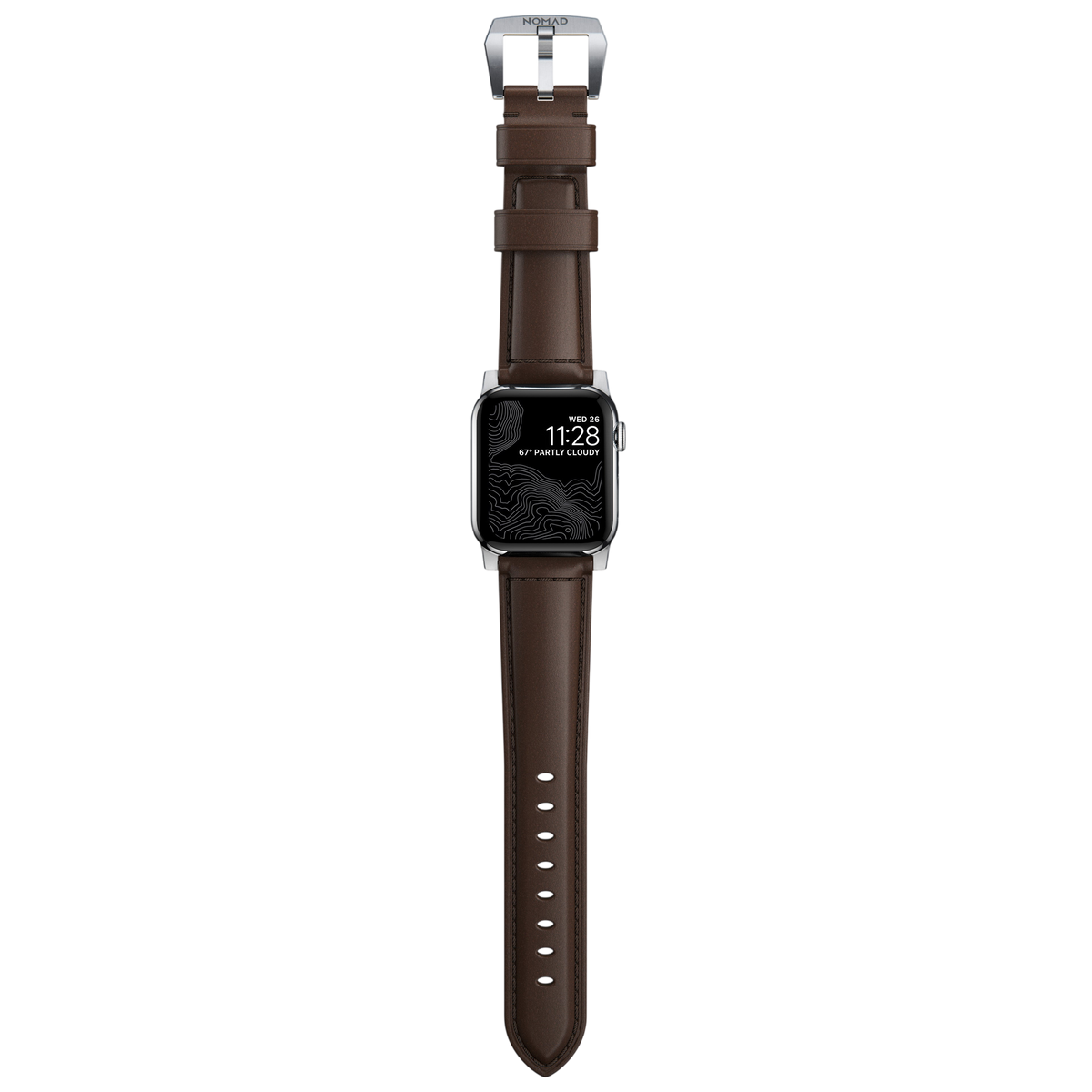 Nomad Traditional Leather Band for Apple Watch 49mm / 46mm / 45mm - Silver Hardware