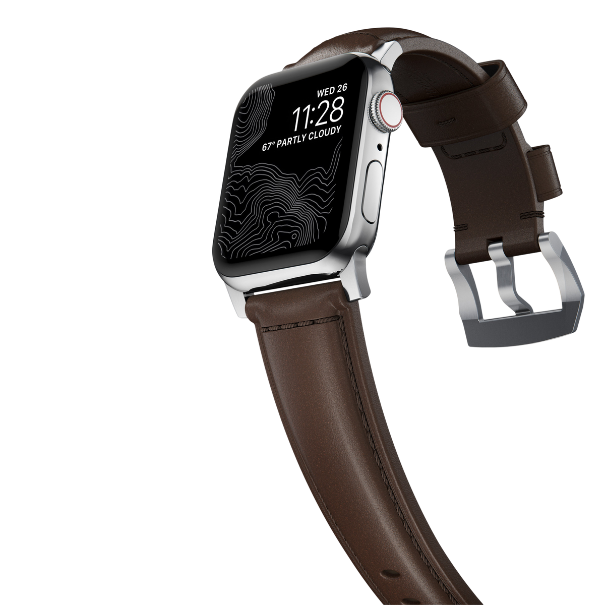 Nomad Traditional Leather Band for Apple Watch 49mm / 46mm / 45mm - Silver Hardware