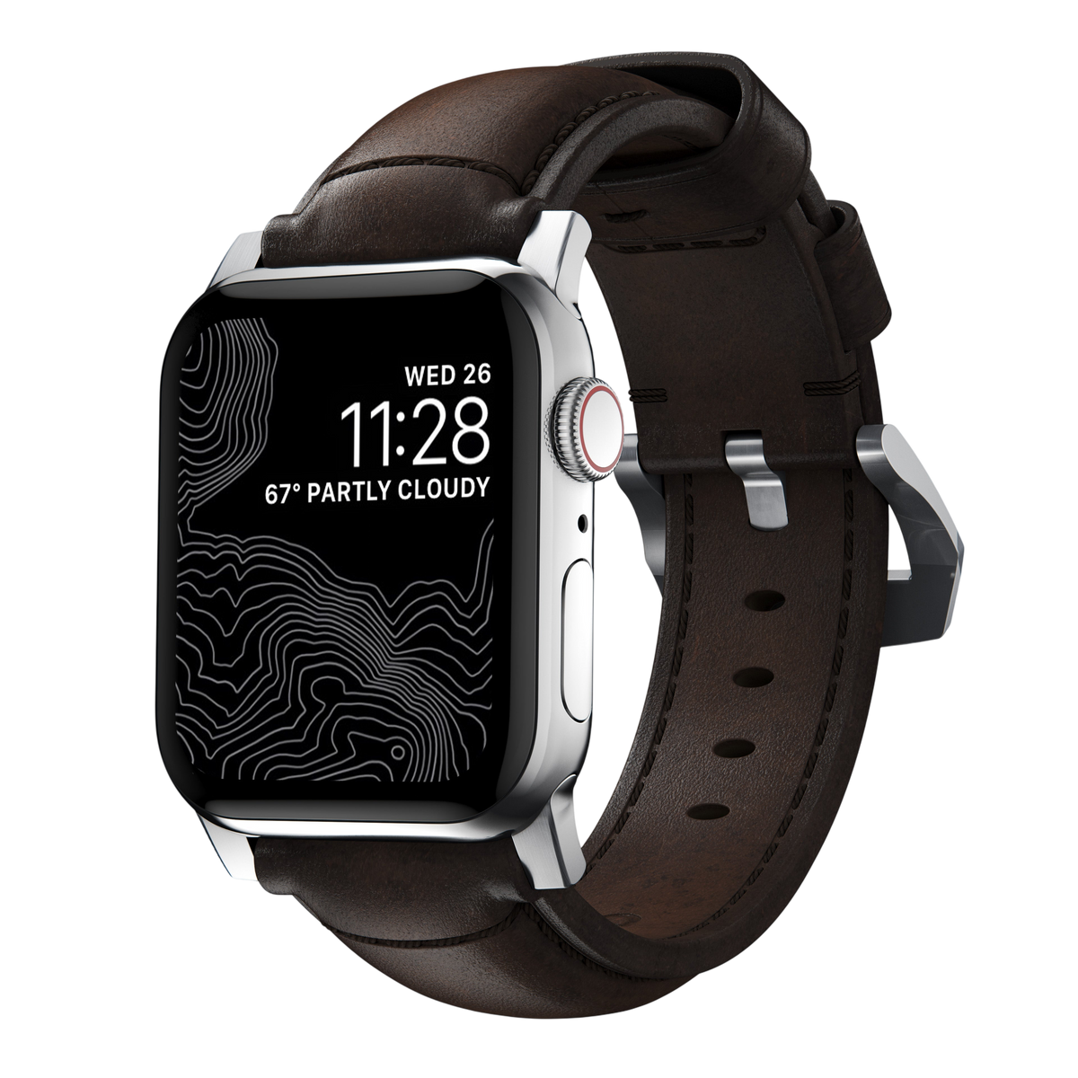 Nomad Traditional Leather Band for Apple Watch 49mm / 46mm / 45mm - Silver Hardware