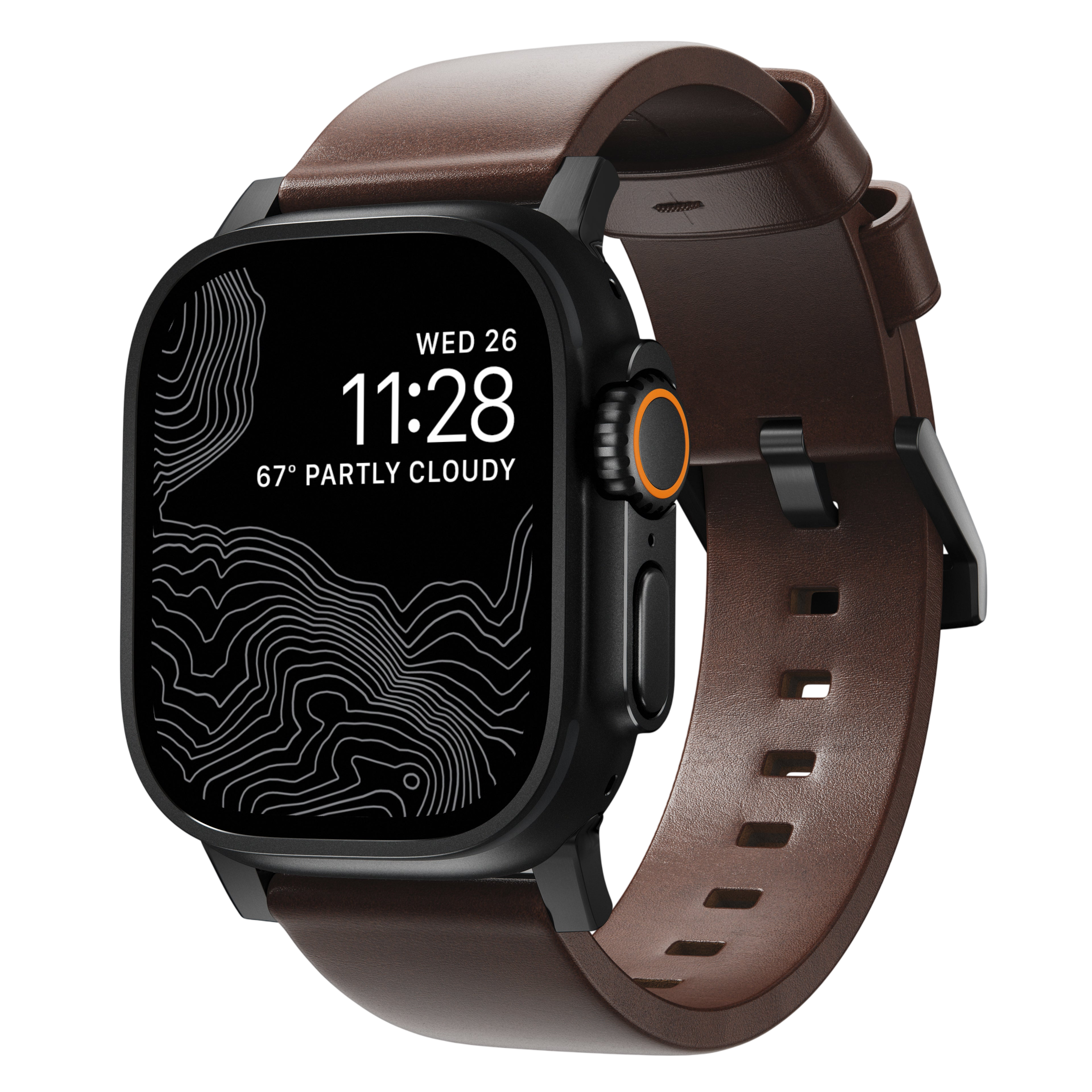 Nomad Modern Leather Band for Apple Watch Ultra 3 / 2 / 1 - 49mm - Rustic Brown