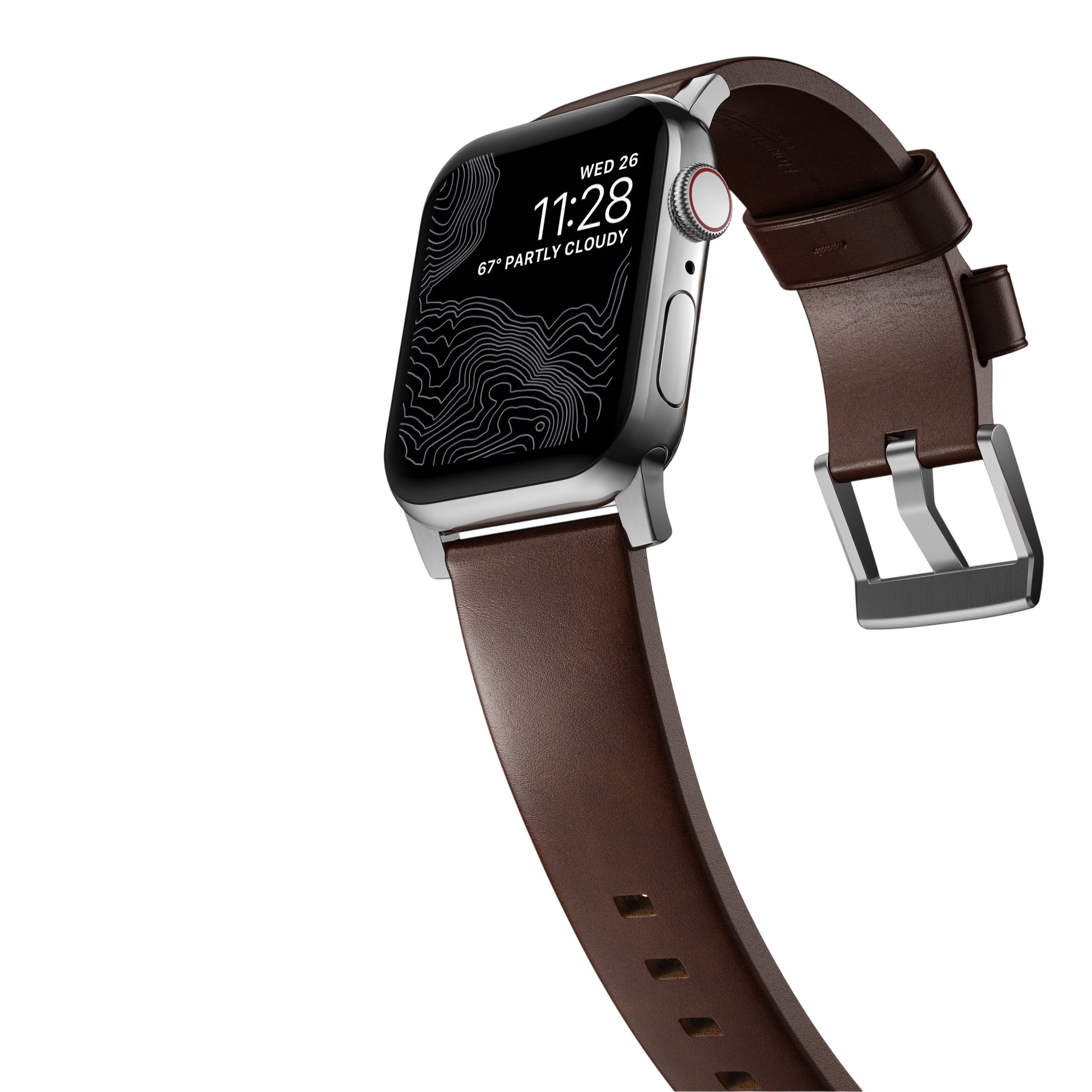 سوار Nomad Modern لجهاز Apple Watch 49mm / 46mm / 45mm (بني / جلد Horween)