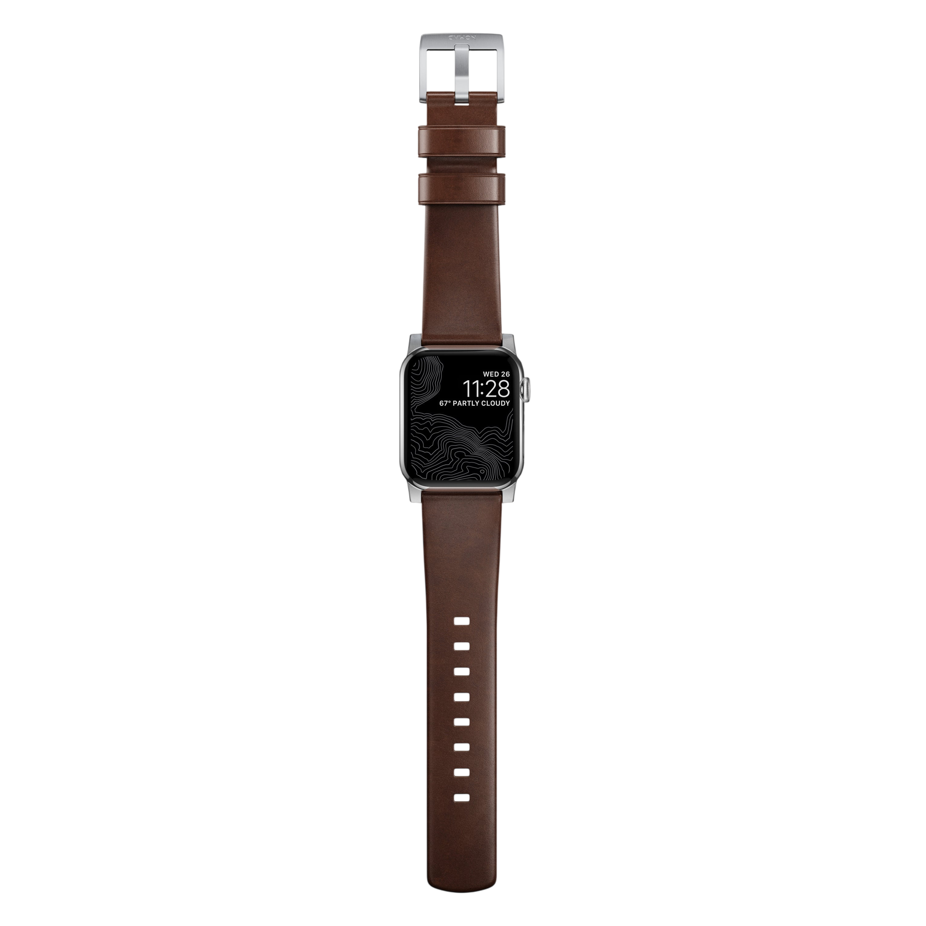 سوار Nomad Modern لجهاز Apple Watch 49mm / 46mm / 45mm (بني / جلد Horween)