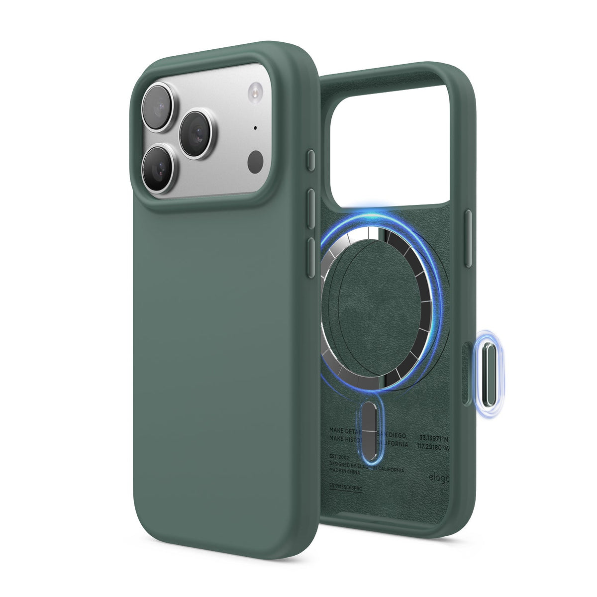 Elago Mag Silicone Case for iPhone 17 Pro / iPhone 18 Pro - Midnight Green #color_midnight-green