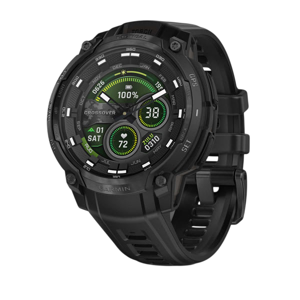 Garmin Instinct Crossover AMOLED Rugged Hybrid GPS Smartwatch - Tactical (Black)