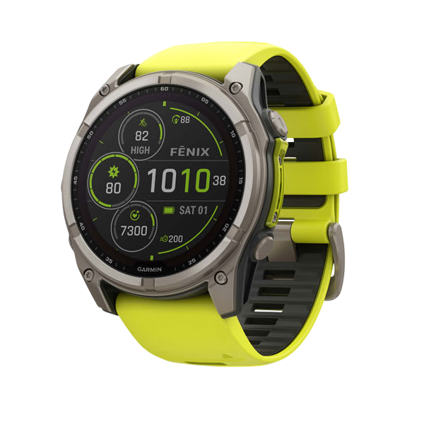 Garmin Fenix 8 Solar Sapphire Multisport GPS Smartwatch - Titanium with Amp Yellow