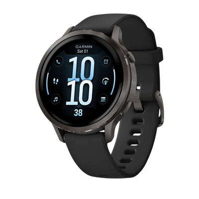 Garmin Venu 4 AMOLED GPS Smartwatch - Slate with Black Silicone #color_slate-with-black-silicone