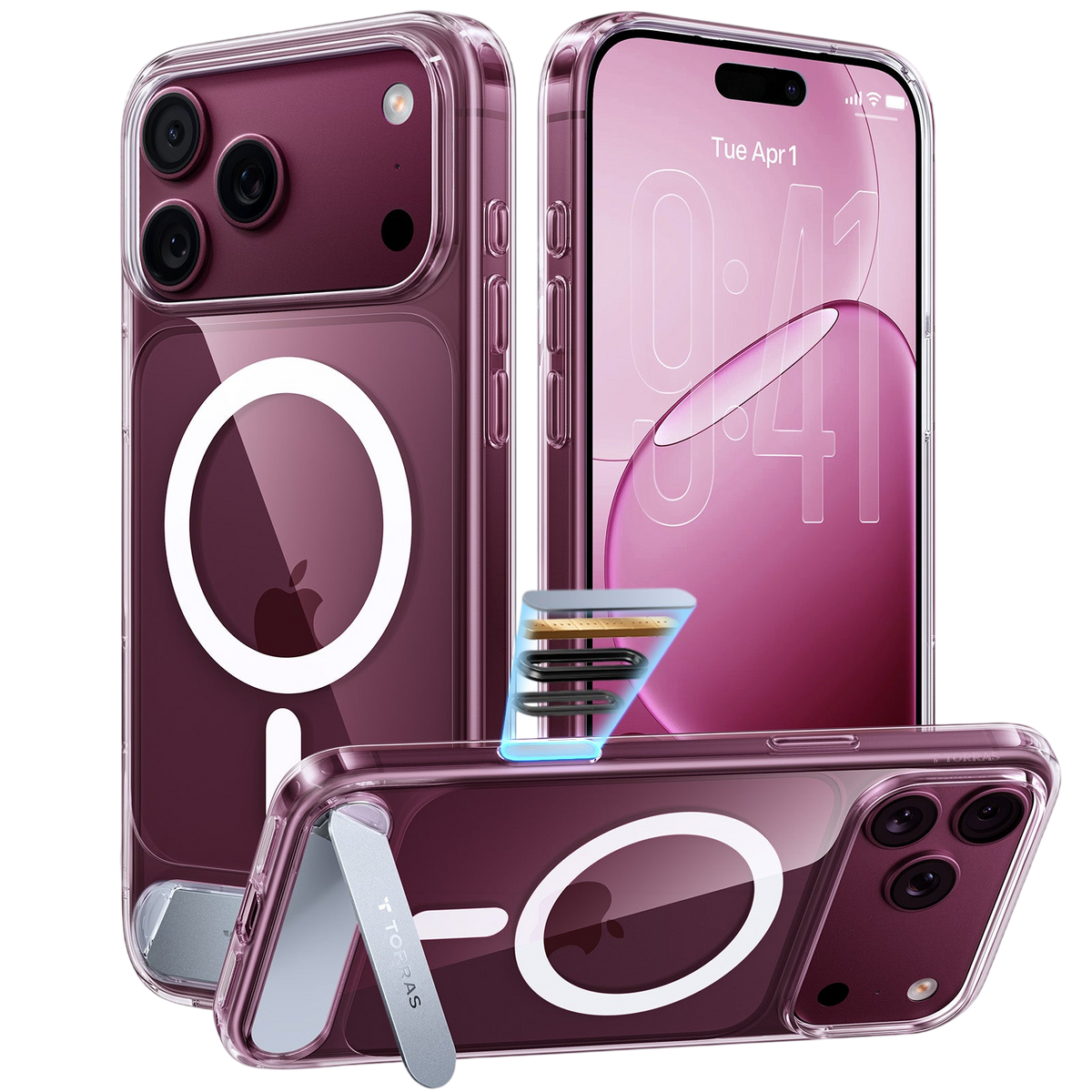 Torras Ostand L1 Case for iPhone 17 Pro Max / iPhone 18 Pro Max - Clear #color_clear