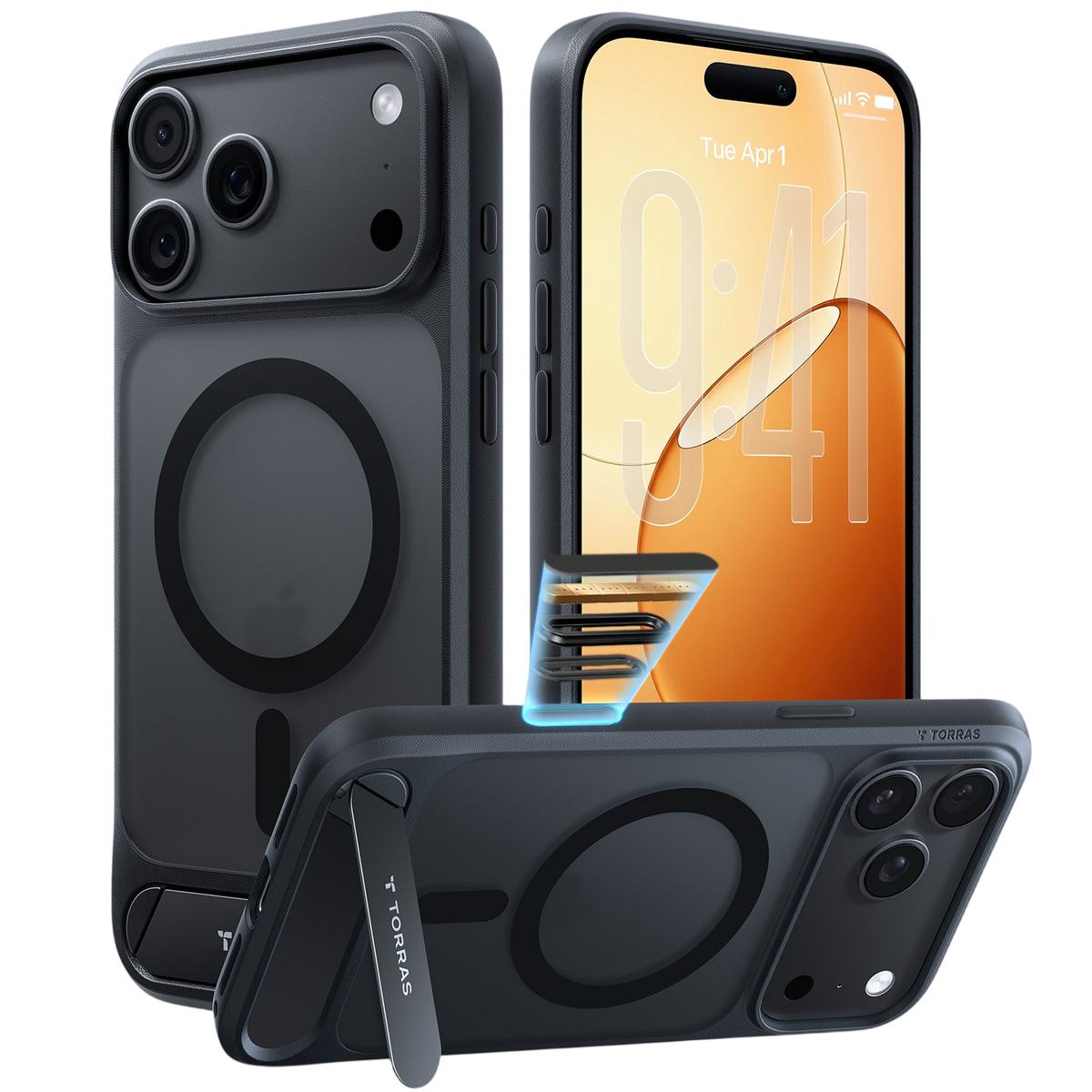 Torras Ostand L1 Case for iPhone 17 Pro / iPhone 18 Pro - Black #color_black