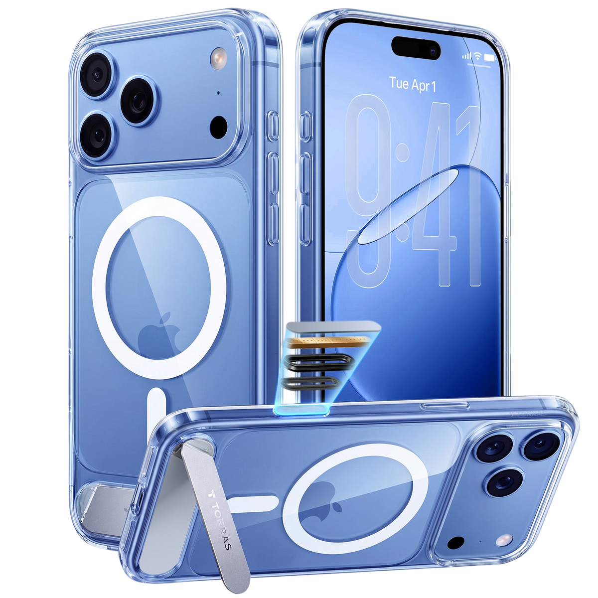 Torras Ostand L1 Case for iPhone 17 Pro Max / iPhone 18 Pro Max - Clear #color_clear