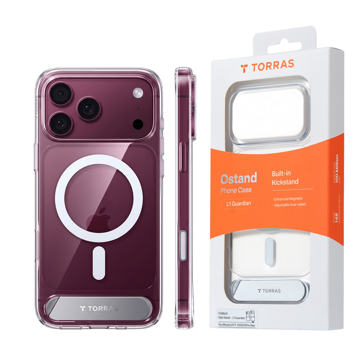 Torras Ostand L1 Case for iPhone 17 Pro Max / iPhone 18 Pro Max - Clear #color_clear