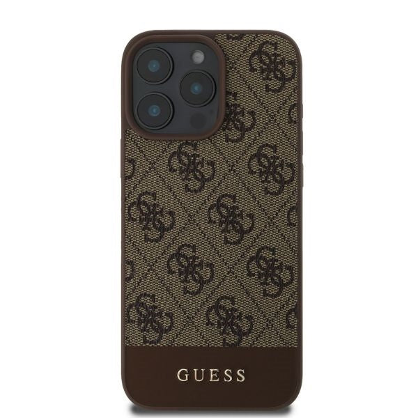 Guess GUHCP16XG4GLBR حافظة صلبة لهاتف iPhone 16 Pro Max 6.9 بوصة بني 4G بشريط سفلي