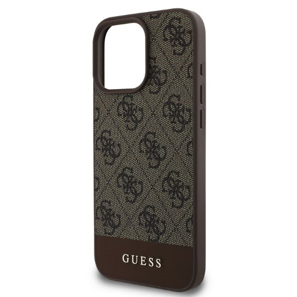 Guess GUHCP16XG4GLBR حافظة صلبة لهاتف iPhone 16 Pro Max 6.9 بوصة بني 4G بشريط سفلي