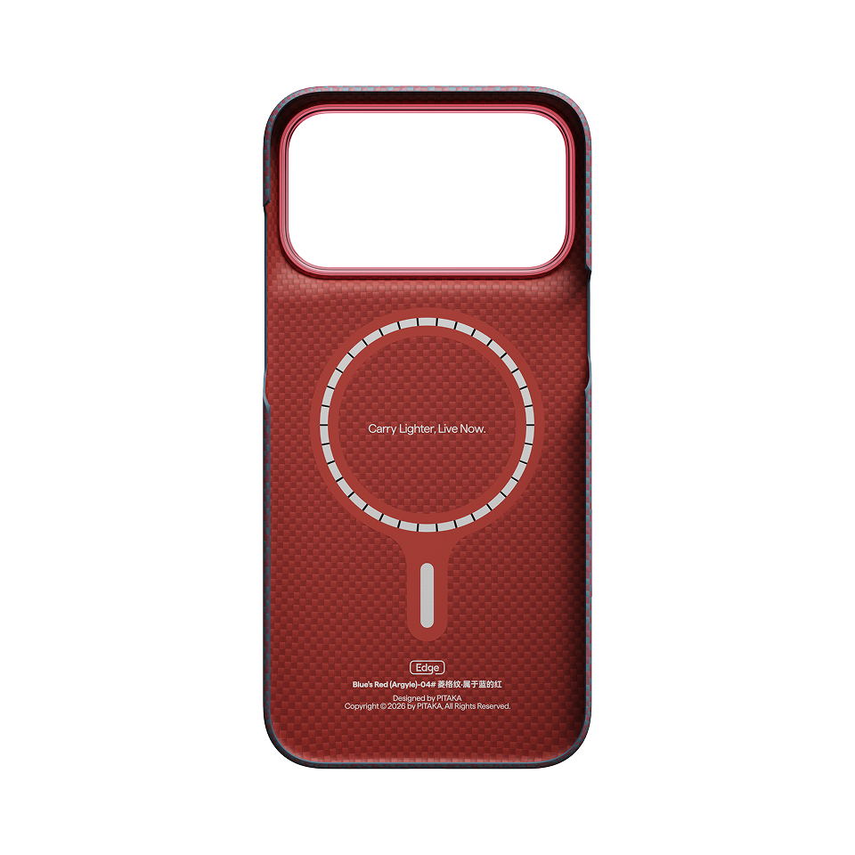 Pitaka Argyle Edge Case for iPhone 18 Pro Max - Blue's Red, view 2