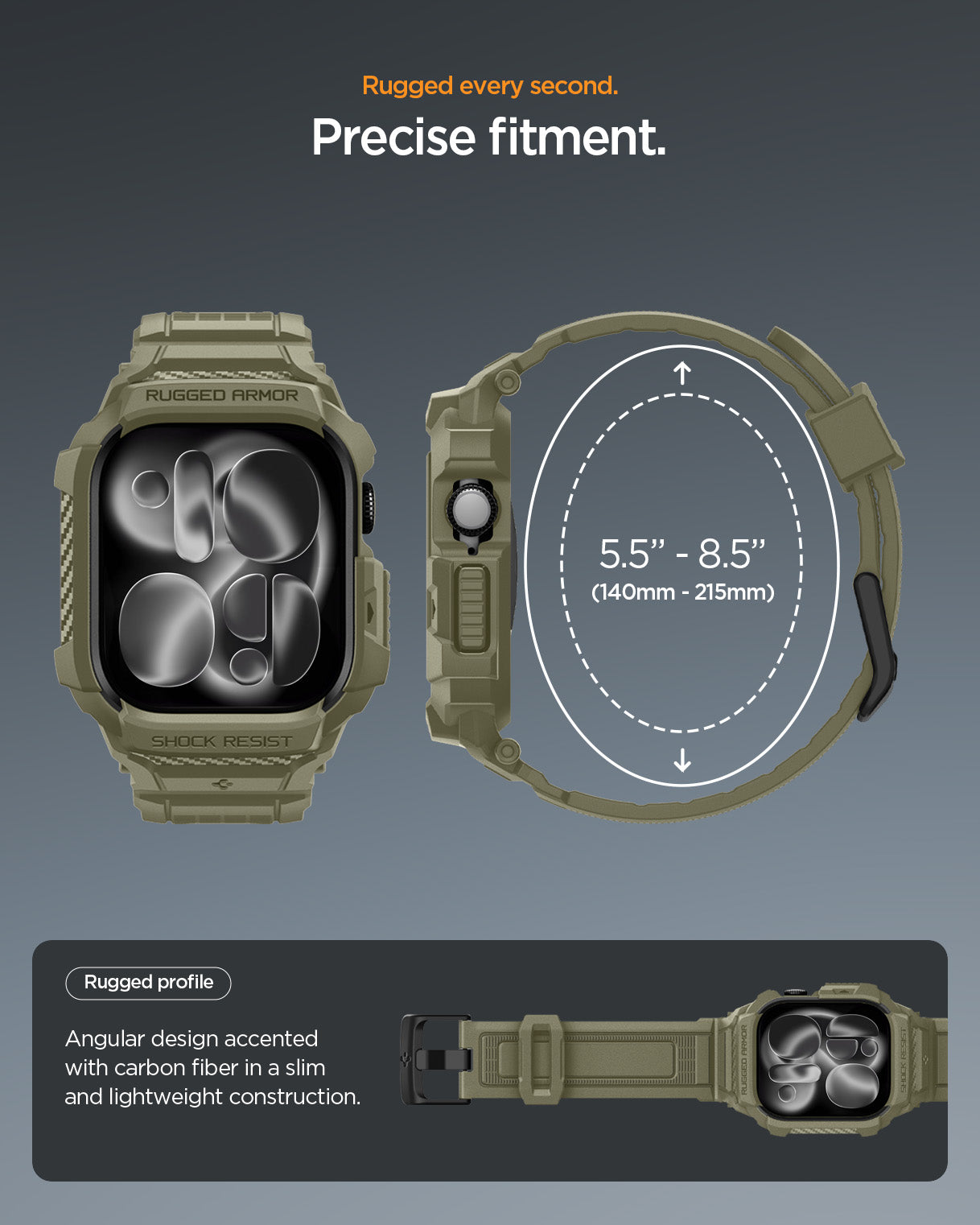 Spigen Rugged Armor Pro 2 Case + Band for Apple Watch Series 11 / 10 46mm