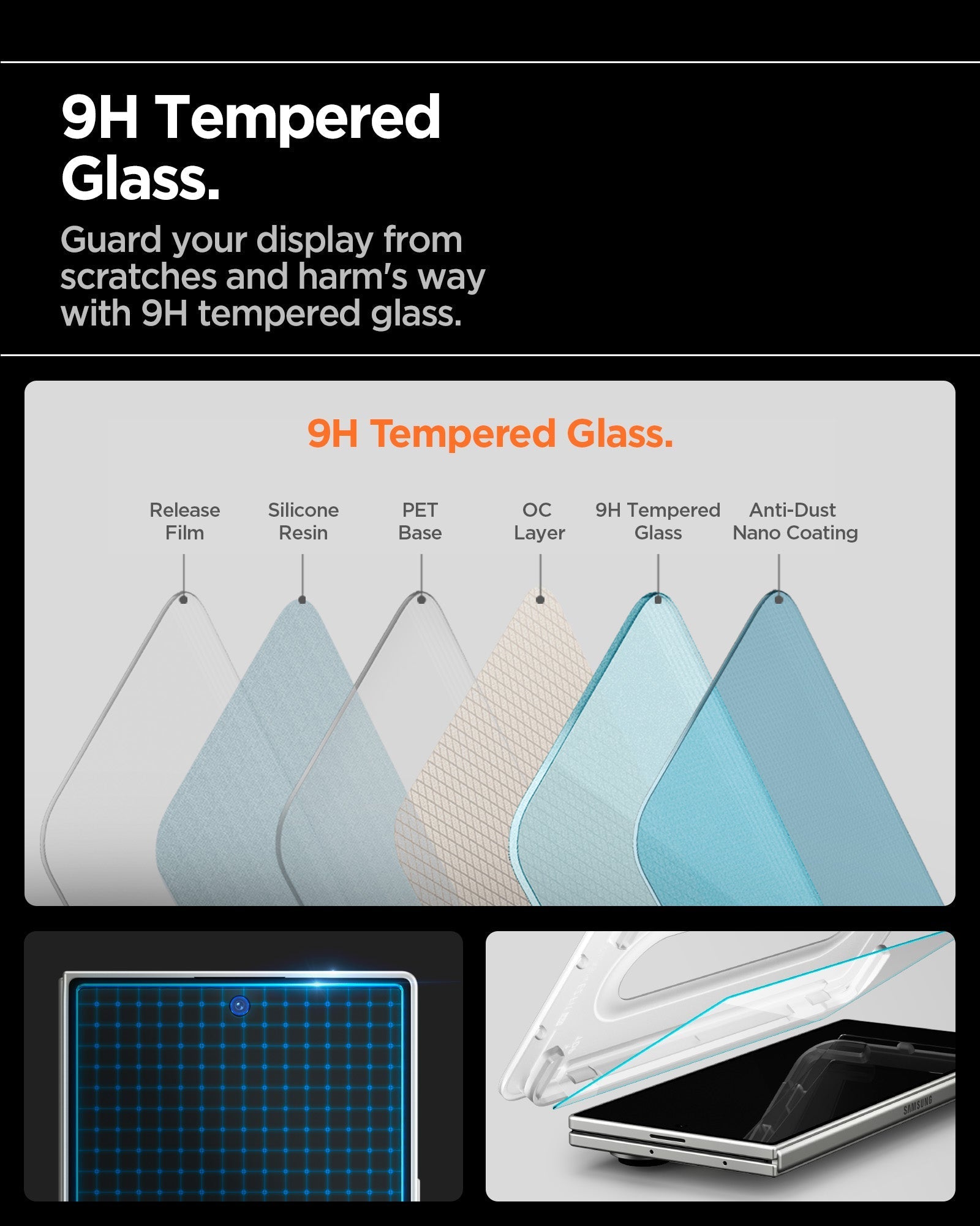 حماية شاشة Spigen GLAS.tR EZ Fit Pro لجهاز Samsung Galaxy Z Fold 7 - عبوة من 2