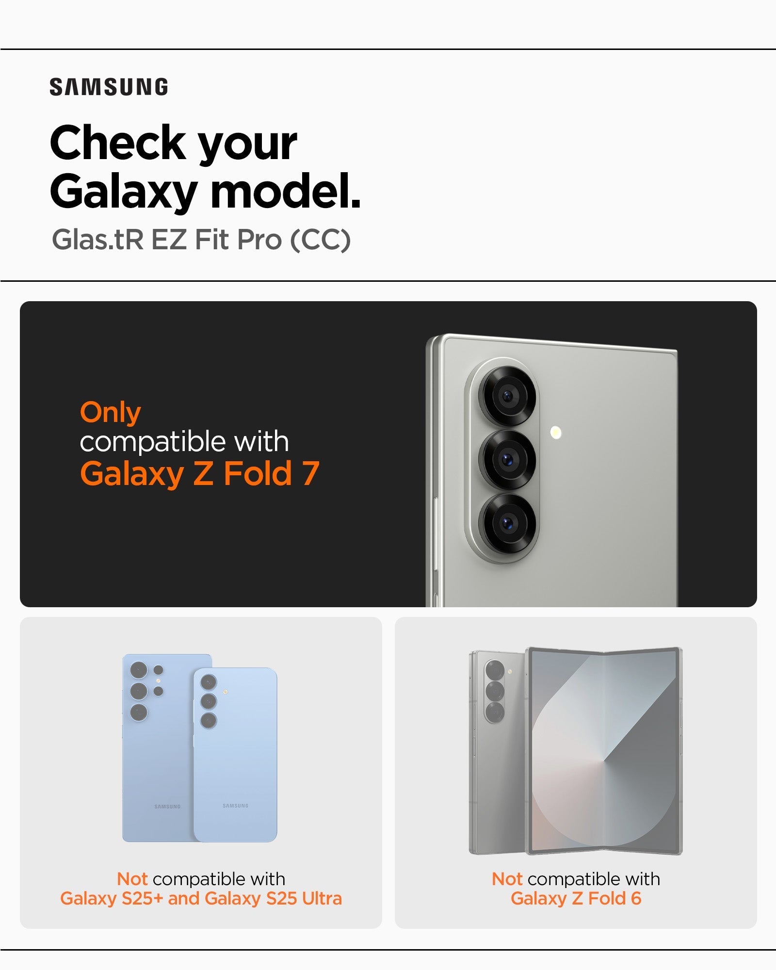 حماية شاشة Spigen GLAS.tR EZ Fit Pro لجهاز Samsung Galaxy Z Fold 7 - عبوة من 2