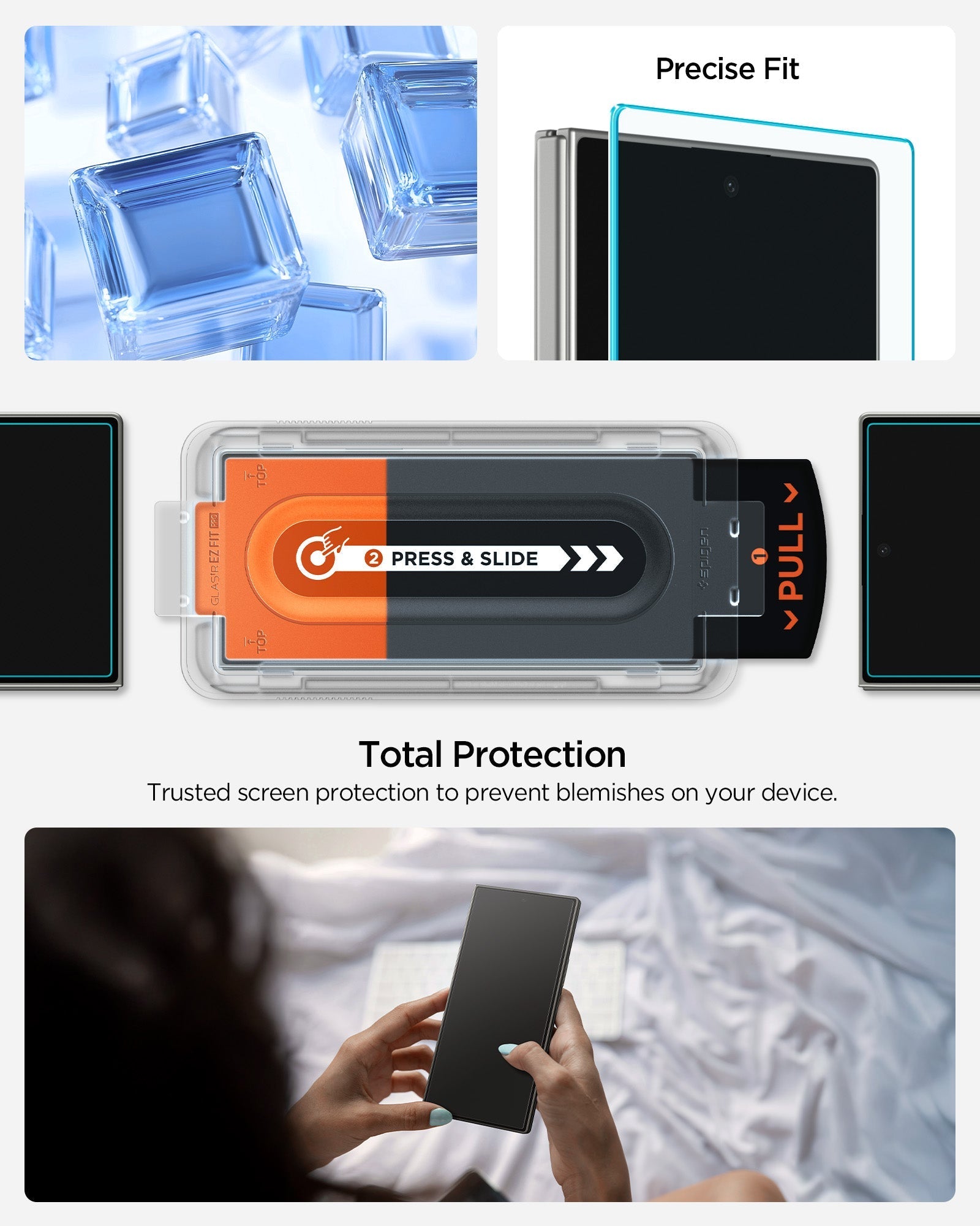 حماية شاشة Spigen GLAS.tR EZ Fit Pro لجهاز Samsung Galaxy Z Fold 7 - عبوة من 2
