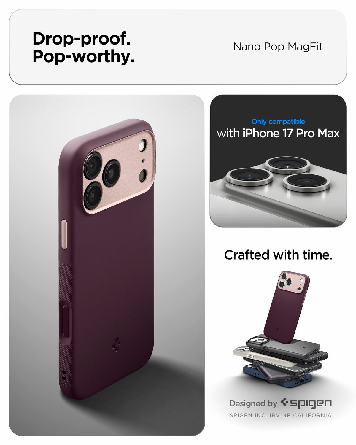 Spigen Nano Pop (Mag Fit) Case for iPhone 17 Pro Max - Burgundy Bean