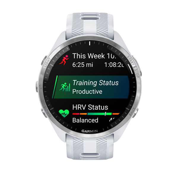 Garmin Forerunner 965 Premium GPS Running Smartwatch - Carbon Gray DLC Titanium Bezel with Black Case - White #color_white
