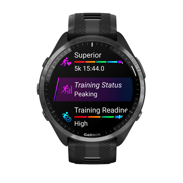 Garmin Forerunner 965 Premium GPS Running Smartwatch - Carbon Gray DLC Titanium Bezel with Black Case - Black #color_black
