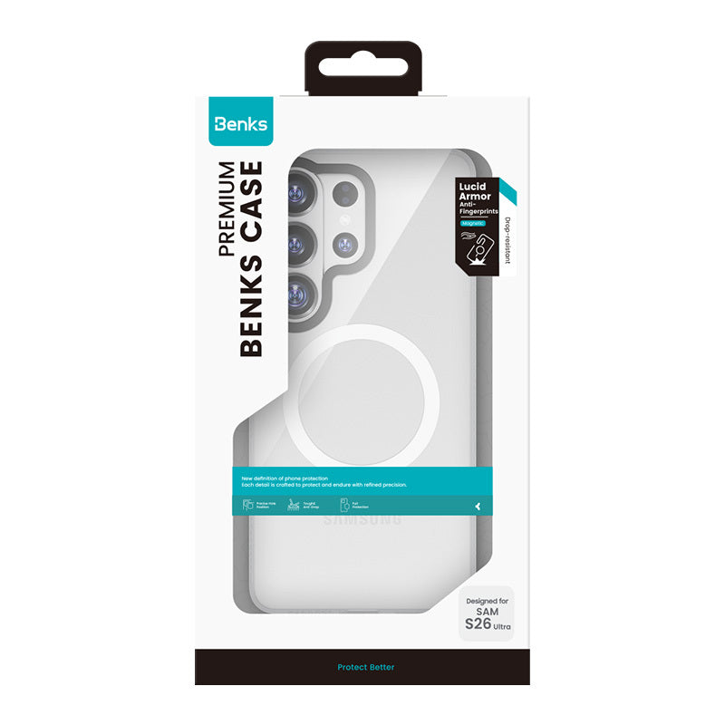 Benks Magnetic Lucid Armor Case for Samsung Galaxy S26 Series - White