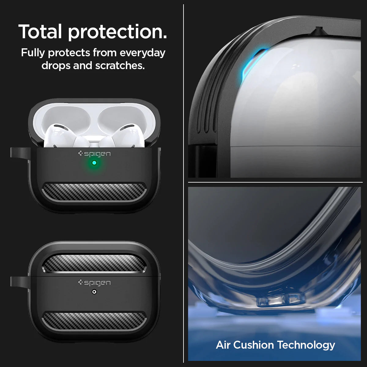 Spigen Rugged Armor Case for Apple AirPods Pro 2 - Matte Black