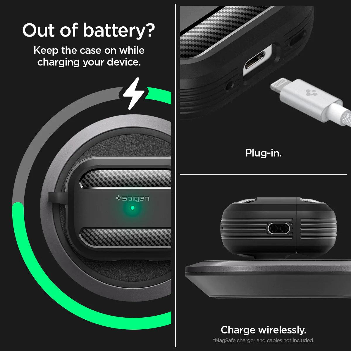 Spigen Rugged Armor Case for Apple AirPods Pro 2 - Matte Black