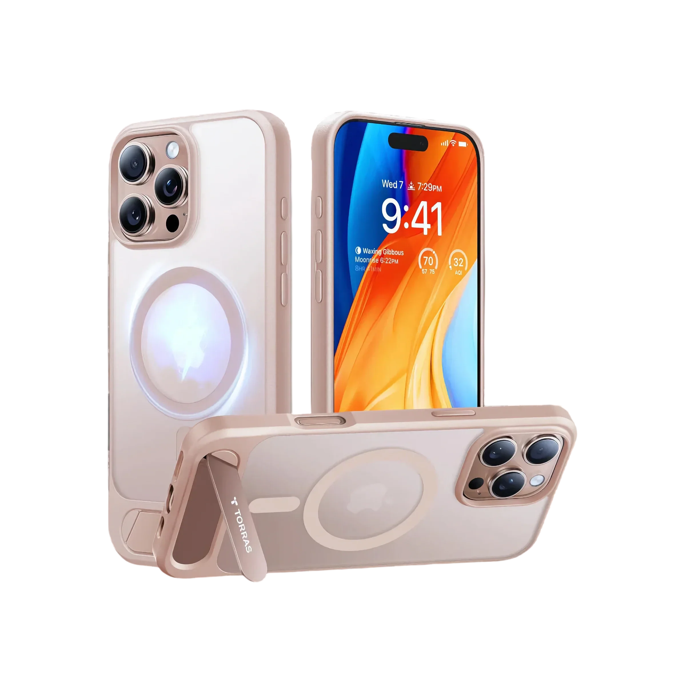 TORRAS Pstand Horizontal and Vertical Kickstand MagSafe Case for iPhone 16 Pro