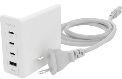 محول شحن جداري Mophie بثلاثة منافذ USB-C ومنفذ USB-A بقدرة 120 واط - أبيض