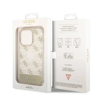 حافظة Guess الصلبة لـ iPhone 14 Pro - ذهبي