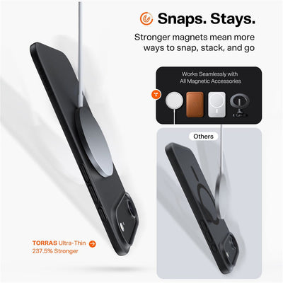 حافظة TORRAS SlimFit MagSafe سوداء لهاتف iPhone 17 Pro Max / 17 Pro / Air / 17
