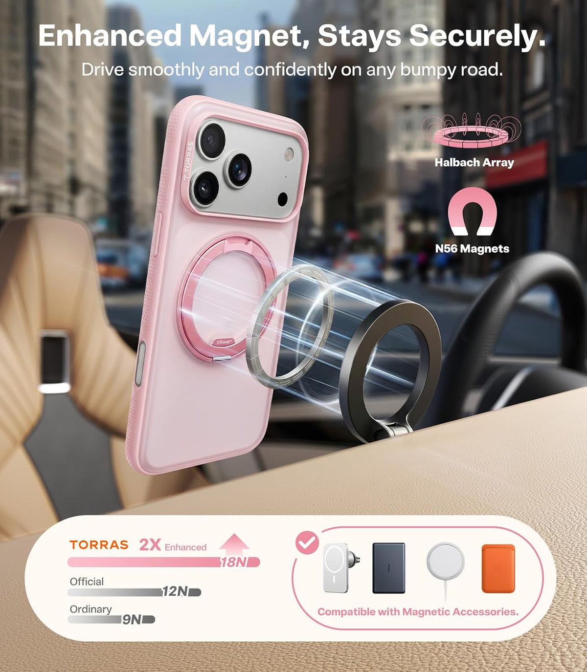 Torras Ostand O3 Light Case for iPhone 18 Pro - Pink #color_pink