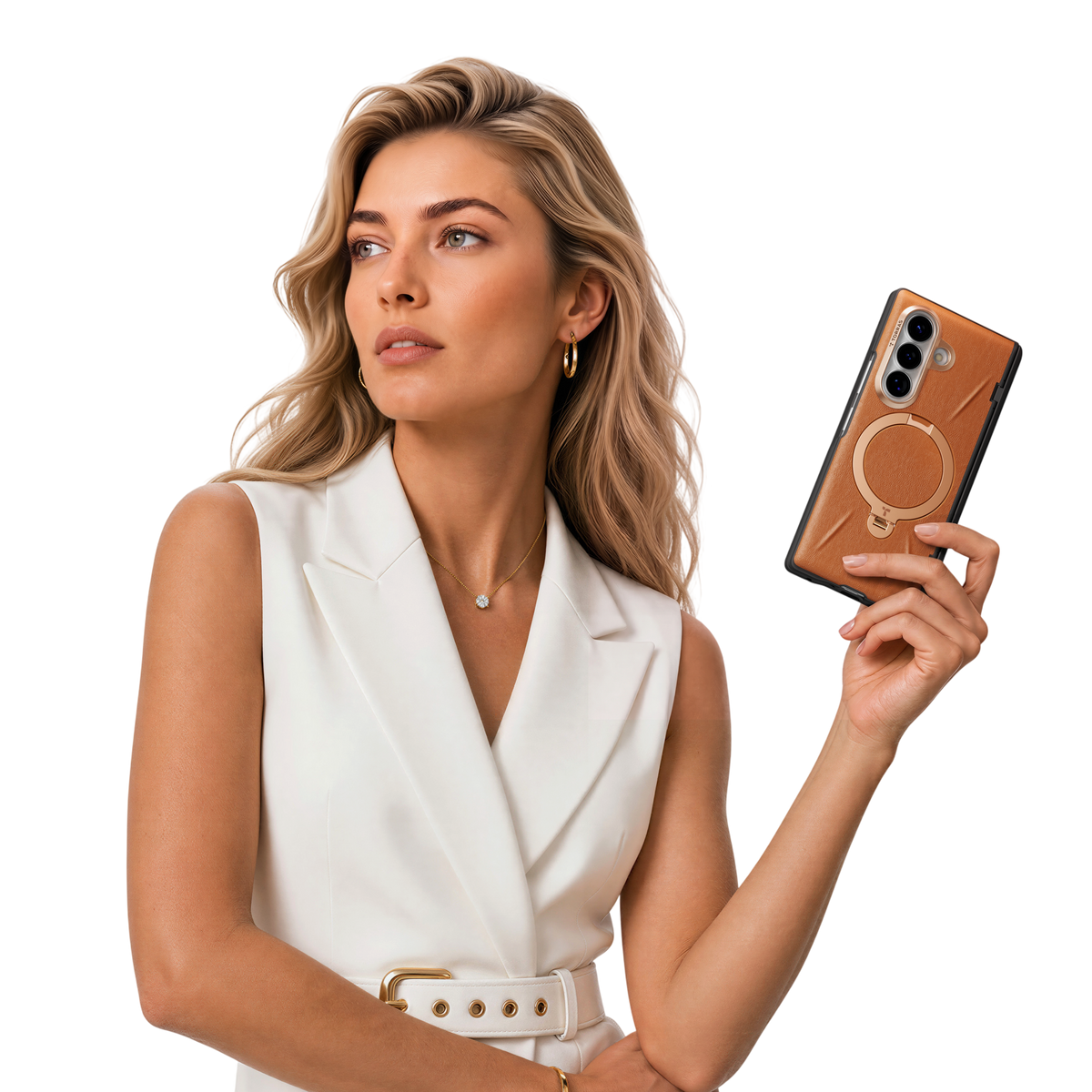Torras Ostand Q3 VegSkin for Samsung Galaxy Z Fold 8 Ultra - Amber Brown 