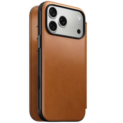 Nomad Modern Leather Folio Case for iPhone 18 Pro Max - Saddle (Horween) #color_saddle-horween