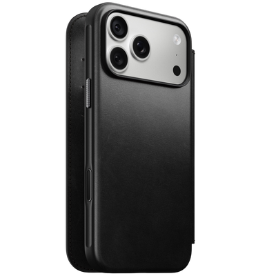 Nomad Modern Leather Folio Case for iPhone 18 Pro Max - Black (Horween) #color_black-horween