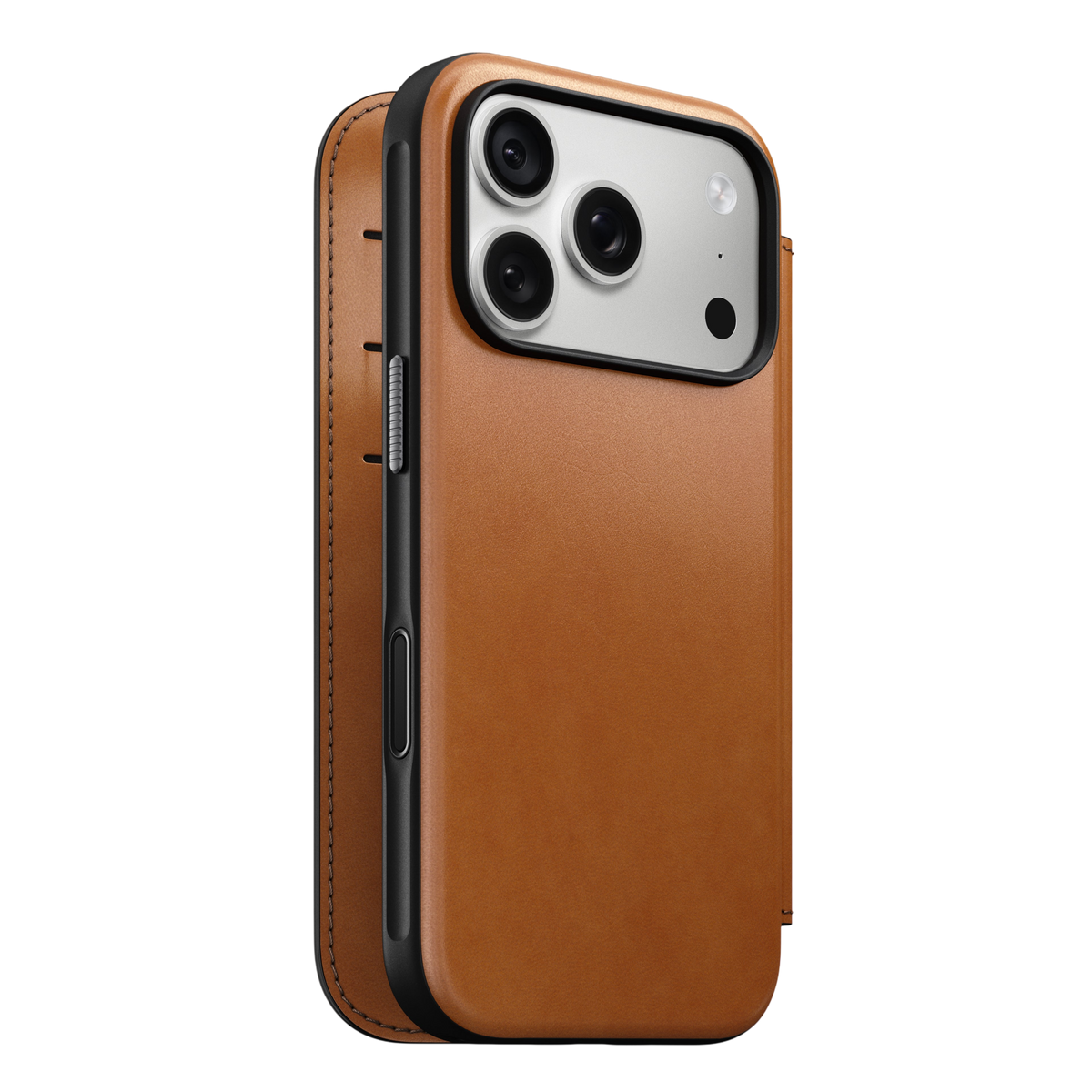 Nomad Modern Leather Folio Case for iPhone 18 Pro - Saddle (Horween) #color_saddle-horween
